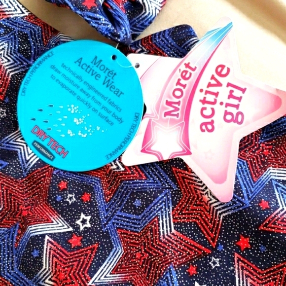 Moret Active Girl Star Spangled Tank w/Scrunchie Size L - Picture 7 of 8